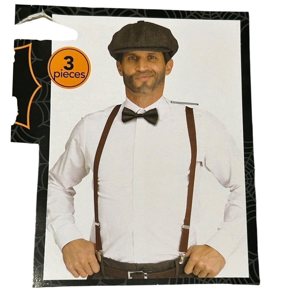 Halloween Blinder Badboy Suspender Set Newsboy Hat Bowtie Peaky Blinders 1920s